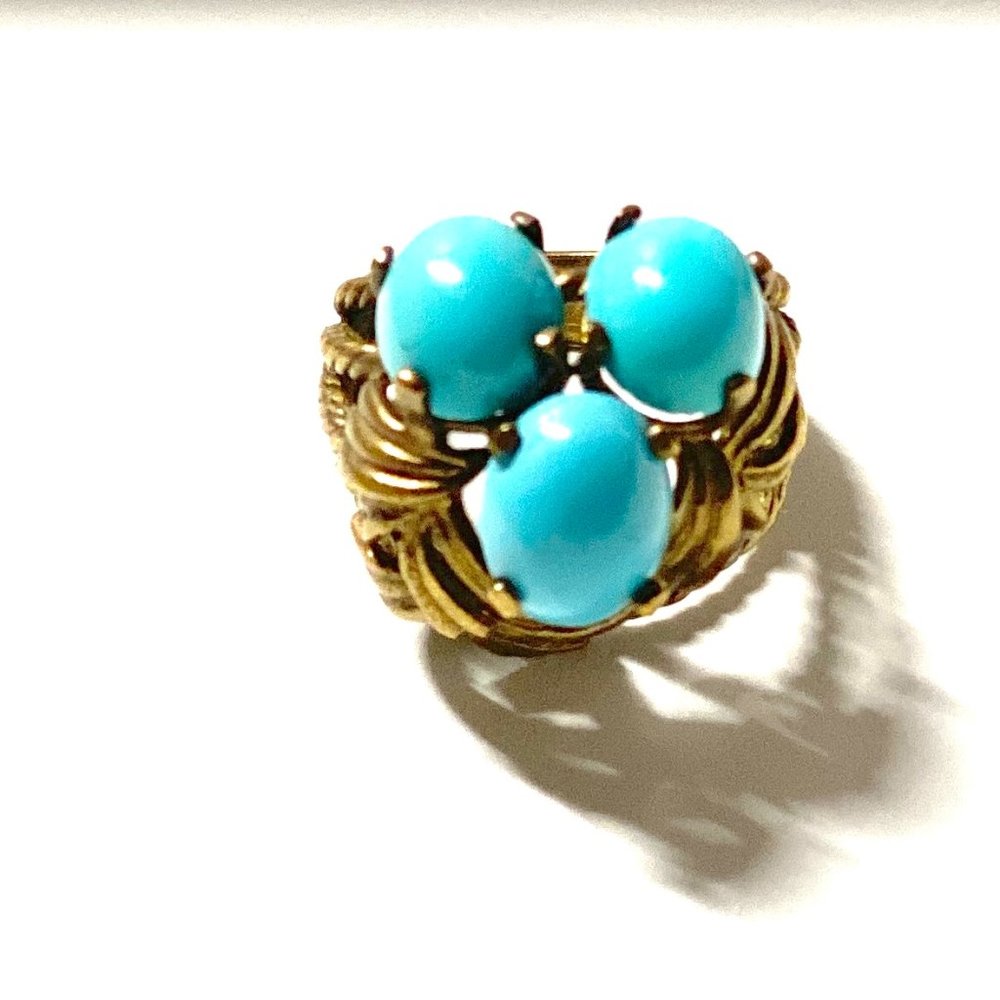 Vintage Brass Robin's Egg Ring